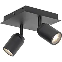 QAZQA Spot de salle de bain moderne noir carré 2 lumières IP44 - Ducha