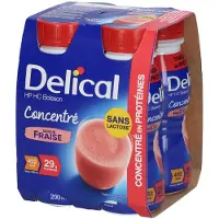 Delical CONCENTRÉ Boisson HP HC Fraise 4x200 ml Solution(S) Buvable(S)