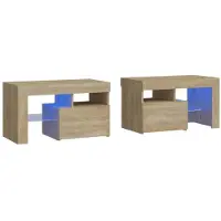 vidaXL Tables de chevet 2 pcs lumières LED Chêne sonoma 70x36,5x40 cm