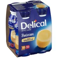 Delical Boisson lactée HPHC Vanille 360 kcal 4x200 ml Fluide
