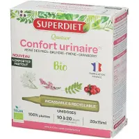 SuperDiet QUATUOR CONFORT URINAIRE BIO - 20 Unidoses de 15 ml 20x10 ml Ampoule(S) Buvable(S)