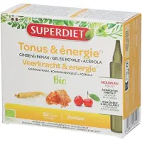 SuperDiet GINSENG GELÉE ROYALE ACÉROLA BIO - 20 Unidoses de 15 ml 20x10 ml Ampoule(S) Buvable(S)