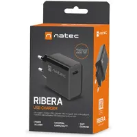 Natec Chargeur USB RIBERA USB-C 20W PD Noir