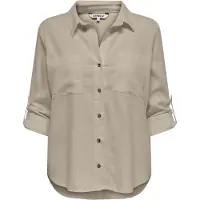 ONLY Yasmin Caro Long Sleeve Shirt Beige L Femme
