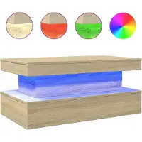 vidaXL Table basse avec lampes LED Chêne Sonoma 90x50x40 cm