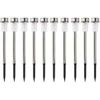 Arti Casa Lampes de jardin solaires - Torches de jardin 10 pièces - Spot solaire - Lanternes de jardin avec lumière blanche et colorée - IP44 Résistant à l'eau - Ø4,8 x 36,5 cm - Acier inoxydable