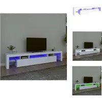 vidaXL Armoire TV avec lampes LED Blanc 215x36,5x40 cm - Meuble TV