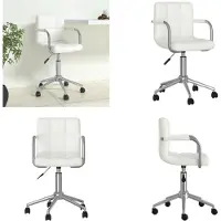 vidaXL Chaise de bureau Pivotante Blanc Similicuir - Chaise de bureau - Chaise - Chaises