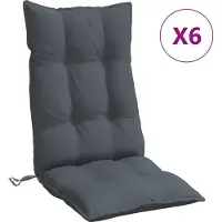 vidaXL Coussins de chaise à dossier haut lot de 6 anthracite