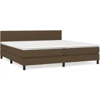 vidaXL Lit boxspring avec matelas brun foncé 200x200 cm Tissu
