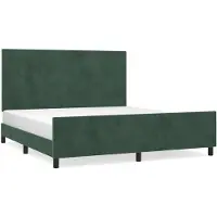 vidaXL Cadre de lit avec tête de lit vert foncé 180x200 cm velours
