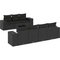 vidaXL Ensemble de jardin canapé 8 pièces avec coussins noir poly rotin
