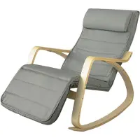 SoBuy Fauteuil à Bascule avec Repose-Pieds Réglable, Gris