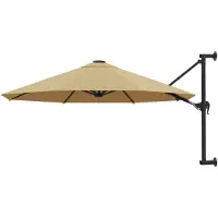 vidaXL Parasol mural avec mât métallique 300 cm Taupe