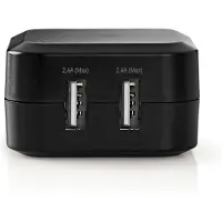 Nedis Chargeur mural | 24 W | Fonction de charge rapide | 2x 2.4 A A | Nombre de sorties : 2 | 2x USB-A | Sans câble | Sortie monotension