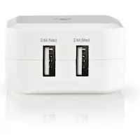 Nedis Chargeur mural | 24 W | Fonction de charge rapide | 2x 2.4 A A | Nombre de sorties : 2 | 2x USB-A | Sans câble | Sortie monotension