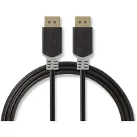Nedis Displayport cable - DisplayPort male - DisplayPort male - 8K@60Hz - Plaqué or - 2,00 m - Rond - PVC - Anthracite - Boîte