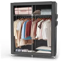 Intirilife Armoire pliable de rangement 108x170x45 Penderie Pliante Camping Rail vêtements