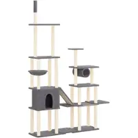 vidaXL Arbre à chat avec colonnes à griffer en sisal gris foncé 279 cm