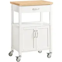 SoBuy Chariot de cuisine avec 1 tiroir et 2 portes - Max. 30KG - 44,5 x 60 x 90 cm - Blanc