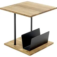 Haku Table d'appoint SACRAMENTO 7, carrée, tube d'acier revêtu par poudre, plateau en bois massif, huilé, L 450 x P 450 x H 450 mm, chêne/noir