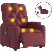 vidaXL Fauteuil de massage électrique vin rouge tissu