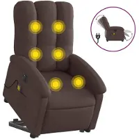 vidaXL Fauteuil de massage électrique avec releveur Tissu marron foncé