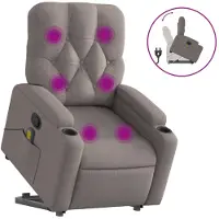 vidaXL Fauteuil de massage avec releveur Taupe Tissu