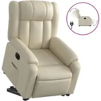 vidaXL Fauteuil relax avec releveur électrique Crème similicuir