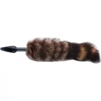 Auxfun Fluffy Butt Plug Queue de renard Bouchon en verre noir