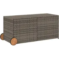 vidaXL Coffre de jardin à roulettes Gris 283L Poly rotin