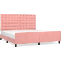 vidaXL Cadre de lit avec tête de lit rose 160x200 cm velours
