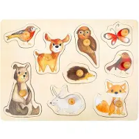 Small Foot Puzzle en bois Bosdierenbois junior 9 pièces - - Animaux - Multicolore - Blanc - Enfant