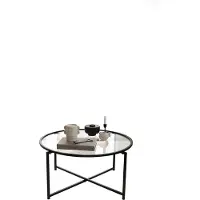 Skye Decor , Sun S403 - Black, table basse, noir mat, 100 % verre trempé, 83 x 83 x 40 cm