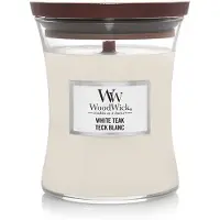 Woodwick White Teak bougie parfumée avec mèche en bois 275 g