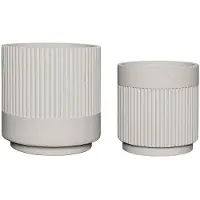 Hubsch Pots en plâtre blanc - lot de 2 pièces
