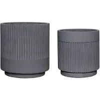 Hubsch Pots en plâtre gris - lot de 2 pièces