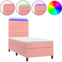 vidaXL Lit boxspring avec matelas & LED rose 80x200 cm velours
