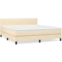 vidaXL Lit boxspring avec matelas Crème 180x200 cm Tissu