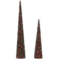 Sublime Market Connect décoration noël cônes paillettes bleu fuchsia plastique