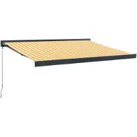 vidaXL Marquise rétractable jaune et blanc 3,5x2,5 m Tissu et aluminium