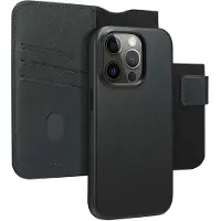 Accezz Étui de télephone portefeuille en cuir 2-en-1 avec MagSafe pour Apple iPhone 14 Pro - Onyx Black