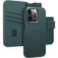 Accezz Étui de télephone portefeuille en cuir 2-en-1 avec MagSafe pour Apple iPhone 14 Pro - Cedar Green