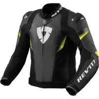 REV'IT! Veste moto en cuir perforé Revit Control, noir/jaune, 56