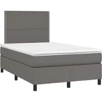 vidaXL Lit boxspring avec matelas Gris 120x190 cm Similicuir