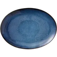Bitz Plateau ovale 45x34 cm grès noir/bleu foncé