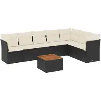 vidaXL Ensemble de jardin canapé 8 pièces avec coussins noir poly rotin