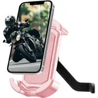 RockBros Support pour téléphone portable pour vélo et moto, support universel pour smartphone rose (rétroviseur)