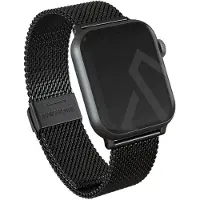 Burga Elegantes Metallgewebe-Armband für Apple Watch, Sangles de montre, Noir