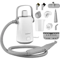 Costway Nettoyeur à vapeur Portable 3 Bar, Nettoyeur à vapeur manuel avec réservoir d'eau de 300ml, tuyau de 116cm, 3m de câble & 10 accessoires, Gris